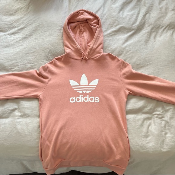 Adidas Salmon coloured Hoodie with logo and in-set pockets - Picture 6 of 6